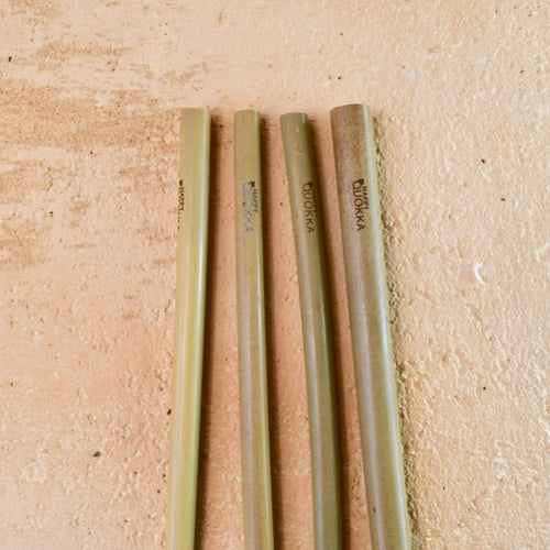 Happy Quokka Natural Bamboo Straw Set